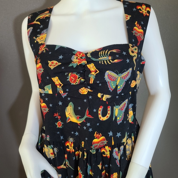 Vintage Black Roses Retro Nautical Tattoo Dress - Picture 3 of 7